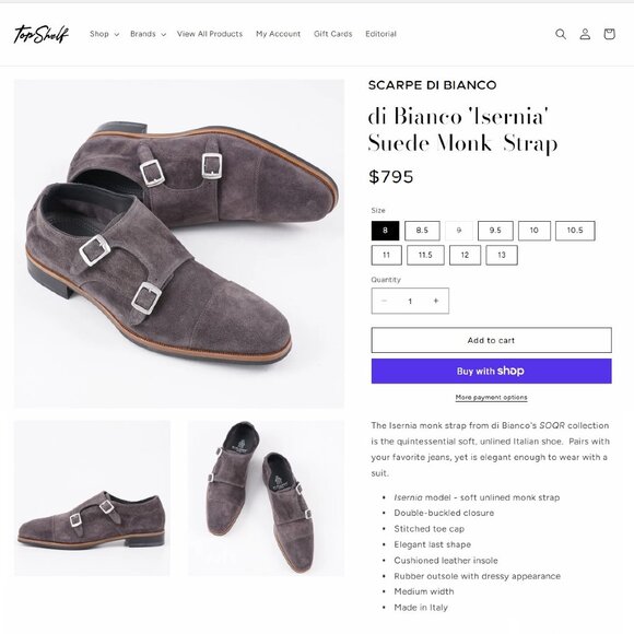 $795 Scarpe DI BIANCO Montello Monkstrap 11.5 M Brn Suede SC445 * add $15 Trees main image 10